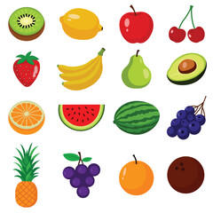 various kinds of fruit in vector form