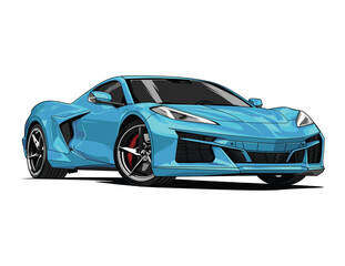 Super Car Blue candy color Vector with Transparent Background