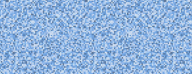 Fondo de gresite azul de piscina. Mosaico, alicatado. Azulejos pequeños