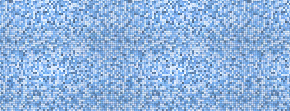 Fondo de gresite azul de piscina. Mosaico, alicatado. Azulejos peque&ntilde;os