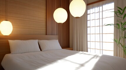 Cozy Bedroom with Soft Lighting and Natural Decor