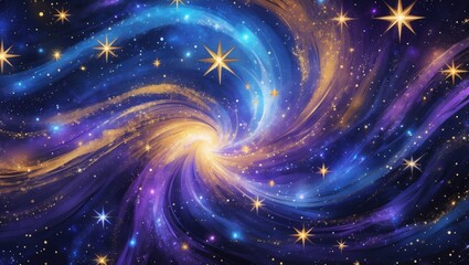 Abstract Cosmic Swirl with Starry Background
