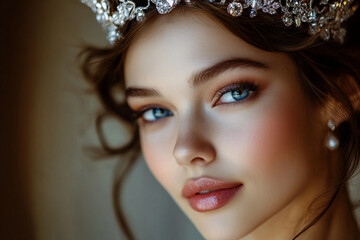 Fototapeta premium Generative ai photo of a fascinating woman beauty contest winner, generative AI