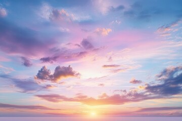 A vibrant sunset sky filled with colorful clouds, evoking serenity and beauty.