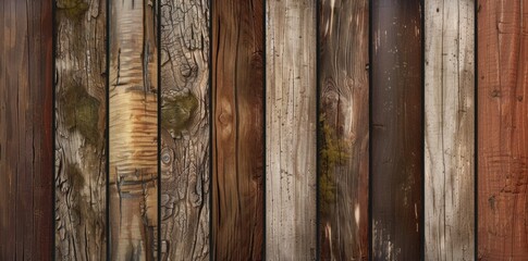 Rustic Weathered Wooden Planks Background Texture: A Collection of Aged Brown and Gray Timber