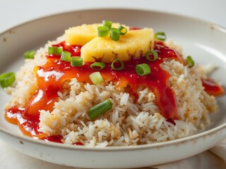 Delicious Fried Rice with Sweet and Sour Sauce
