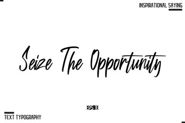 Hand Lettering Typography Poster, Inspirational Quote Seize The Opportunity