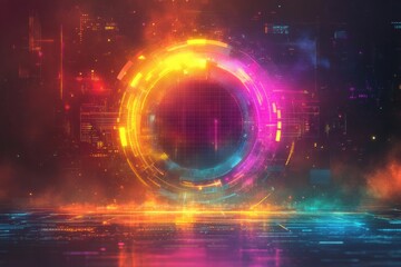 Obraz premium A futuristic digital technology photo of business networking icon concept as show symbolizing growth in financial health or sustainability. Bright tone, pastel background.