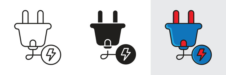 Vector illustration of electrical plug with lighting icon. Electrical plug Design vector icon for apps, web and entertainment.