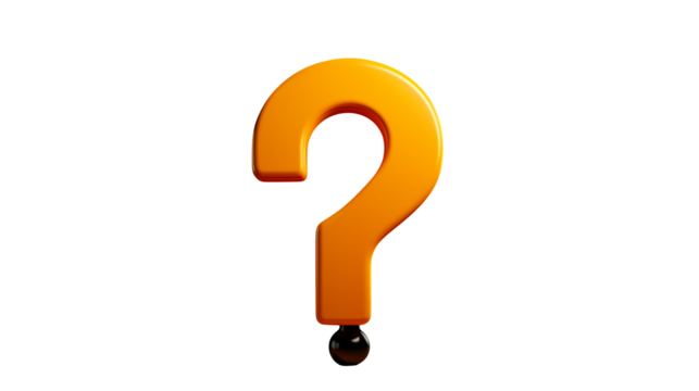 3D Render of a Glossy Orange Question Mark - Ideal for Question, Inquiry, and Uncertainty Concepts transparency background