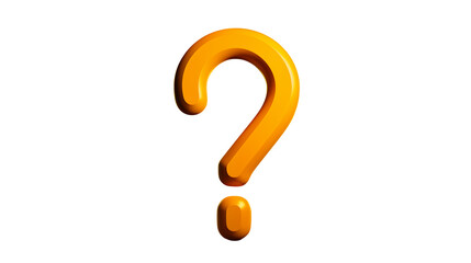 Naklejka premium 3D Render of a Bold Orange Question Mark, Ideal for FAQ Pages and Help Sections transparency background