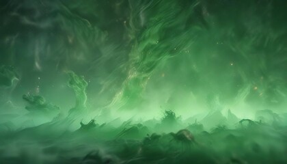 Abstract green mist with subtle shimmering effect, green smoke wallpaper, artistic interpretation, abstract art