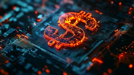 Digital currency concept financial technology graphic design virtual environment close-up view innovative futures