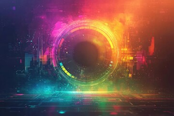 Obraz premium A futuristic digital technology photo of business networking icon concept as show symbolizing growth in financial health or sustainability. Bright tone, pastel background.