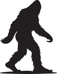 Walking Bigfoot Silhouette Vector Art. Bigfoot yeti silhouette set, isolated white background