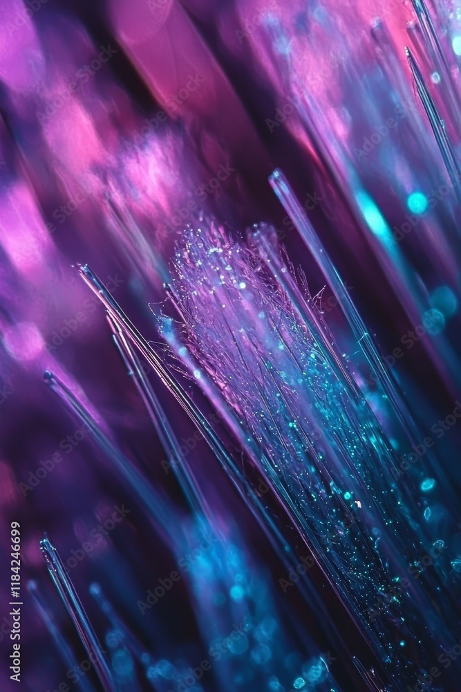 Poster optical fibers dynamically emerging from the depths over a tech background.