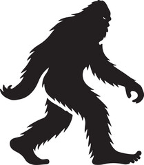 Walking Bigfoot Silhouette Vector Art. Bigfoot yeti silhouette set, isolated white background