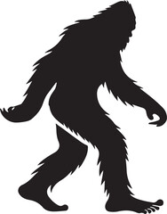 Walking Bigfoot Silhouette Vector Art. Bigfoot yeti silhouette set, isolated white background
