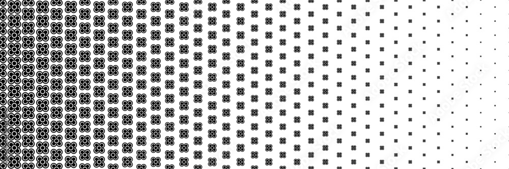 Poster horizontal halftone of beautiful black flower for pattern and background.