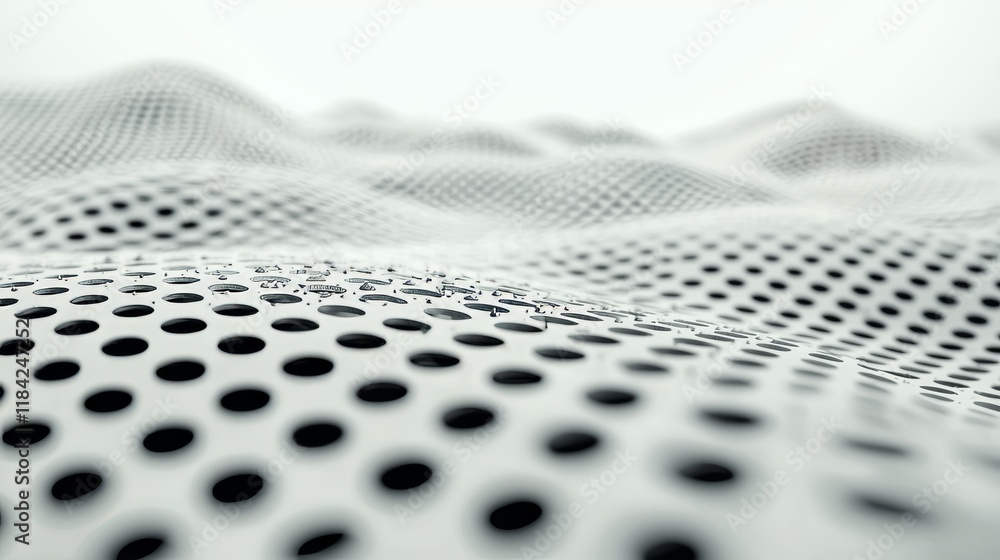 Poster futuristic white backdrop. visual representation of big data through a dynamic wave of digital parti