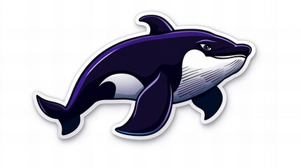 Fototapeta premium Sleek orca illustration. Dark purple and white design. Perfect for marine-themed projects.