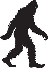 Walking Bigfoot Silhouette Vector Art. Bigfoot yeti silhouette set, isolated white background