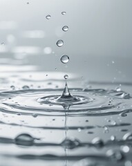 Water Droplets Creating Ripples in Soft Light