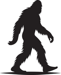 Walking Bigfoot Silhouette Vector Art. Bigfoot yeti silhouette set, isolated white background