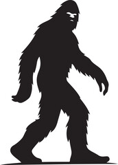 Walking Bigfoot Silhouette Vector Art. Bigfoot yeti silhouette set, isolated white background