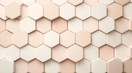 Naklejka premium Neutral Geometric Hexagon Tile Pattern with Elegant Minimalist Design and Seamless Repetition
