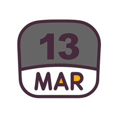 March 13 calendar icon with bold purple and white design