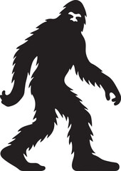 Walking Bigfoot Silhouette Vector Art. Bigfoot yeti silhouette set, isolated white background