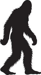 Walking Bigfoot Silhouette Vector Art. Bigfoot yeti silhouette set, isolated white background