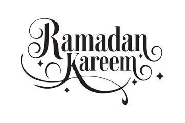 Ramadan kareem typography vector art isolated on white background. Islamic greeting text in english for holy ramadan. Islamic background design with star. © Dream Stock