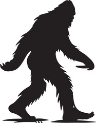 Walking Bigfoot Silhouette Vector Art. Bigfoot yeti silhouette set, isolated white background