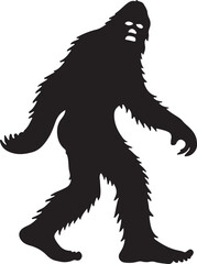 Walking Bigfoot Silhouette Vector Art. Bigfoot yeti silhouette set, isolated white background