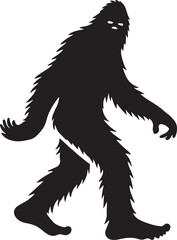 Walking Bigfoot Silhouette Vector Art. Bigfoot yeti silhouette set, isolated white background