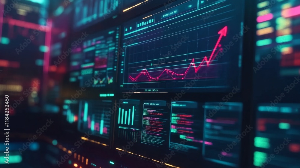 Aufkleber market analysis insights financial growth trends digital dashboard data visualization high-tech envi