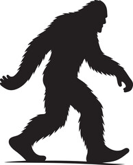 Walking Bigfoot Silhouette Vector Art. Bigfoot yeti silhouette set, isolated white background