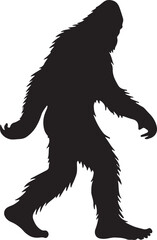 Walking Bigfoot Silhouette Vector Art. Bigfoot yeti silhouette set, isolated white background