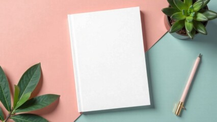 Mock up book blank white, cover for magazine, booklet, brochure, diary, business portfolio mock-up design template on colorful background.
