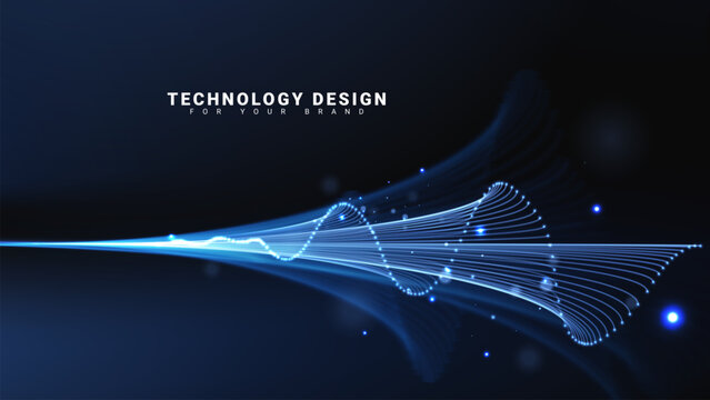 Abstract blue light lines stretching on a dark background representing high speed movement, energy flow or large amount of data transmission, futuristic technology theme.