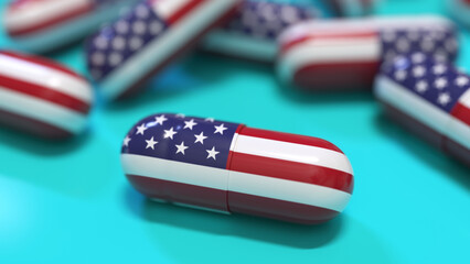 Medical Capsule With The Flag Of USA