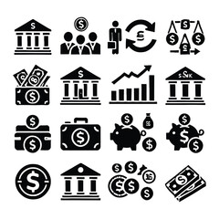 Fototapeta premium Finance icon design vector set on with white background