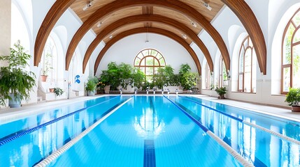 Indoor Swimming Pool  Luxury Resort  Blue Water  Lanes  Architecture