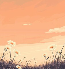 Tranquil Daisies at Sunset