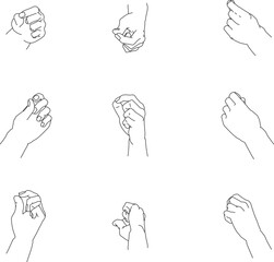 様々な角度から見たつまむ左手１