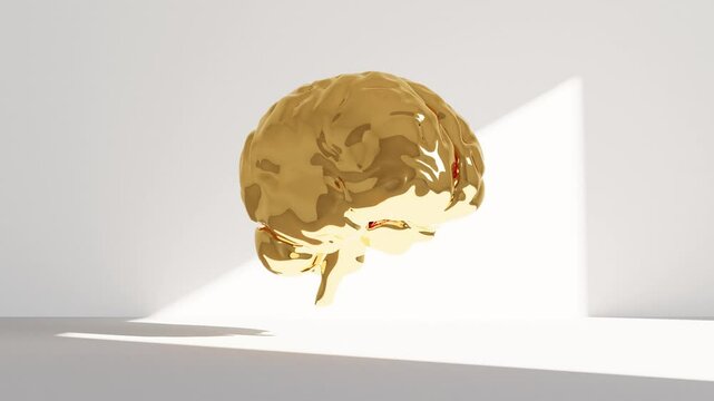 Gold brain in empty room able to loop endless 4k