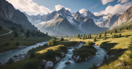 Obraz premium A breathtaking view of the Chamonix valley in the French Alps, france, water, mountains