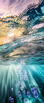 Serene Underwater Abstract with Air Bubbles